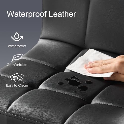 Adjustable Swivel Bar Stool with Back, PU Leather Counter Height Chair
