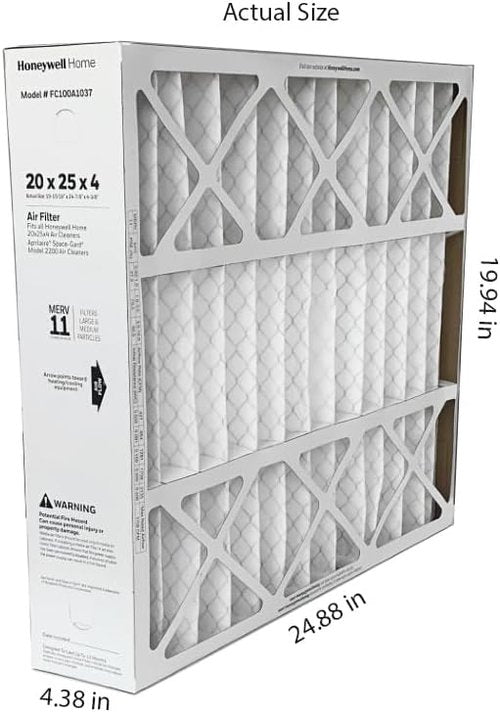 Honeywell Pleated Air Filter - MERV 11, 20" x 25" x 4" | 2-Pack with Same Day Supply Reminder