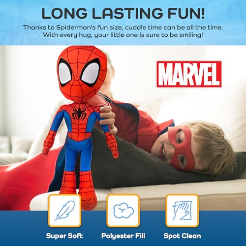 Red Spiderman Plush Pillow Buddy for Kids - 17 Inch Microfiber Support Cushion, Spidey & His Amazing Friends