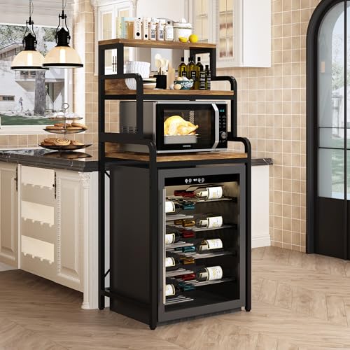 4-Tier Kitchen Storage Rack with Shelves & Space for Microwave or Fridge