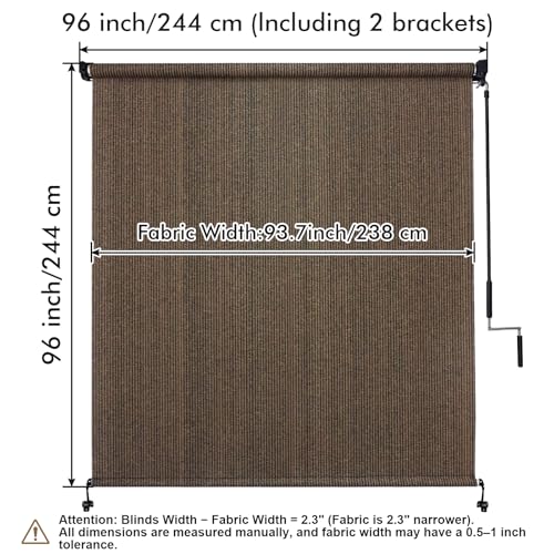 Cordless Outdoor Roller Shade 8' x 8' - Mocha Patio Blinds