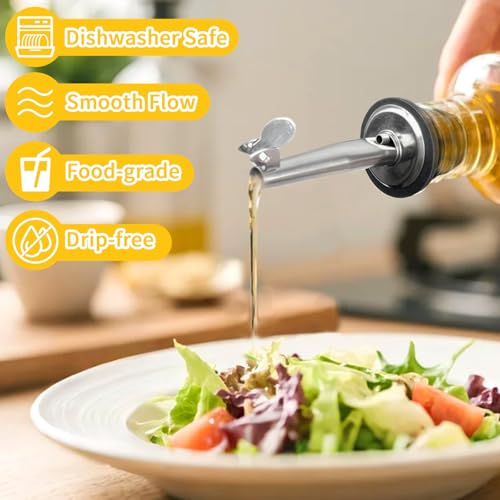 12 Pcs Stainless Steel Liquor Pour Spouts with Auto Dust Cover, Perfect for Oil & Wine Bottles