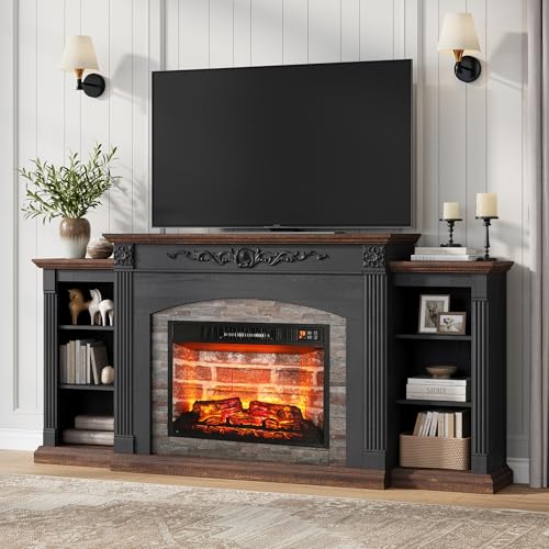 72" Electric Fireplace with Mantel, TV Stand for TVs Up to 80",