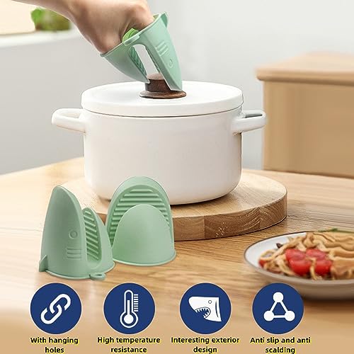 Heat-Resistant Silicone Mini Oven Mitts for Baking and Air Fryers - Blue