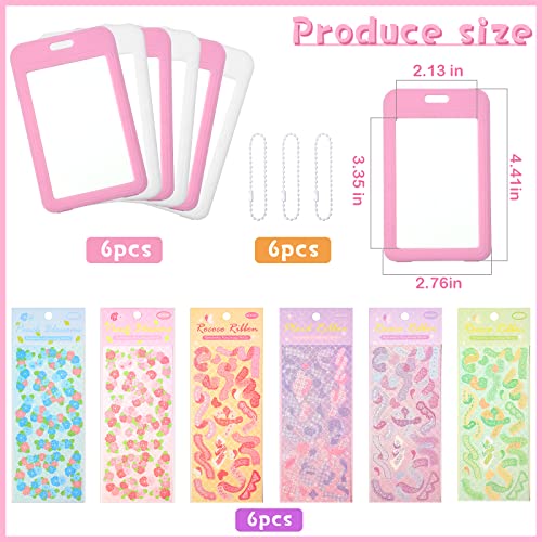 6 Pcs Photocard Holder Keychain Set with Decorative Stickers for DIY