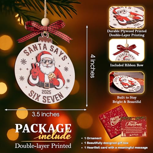 Santa Says 6-7 Meme Wood Ornament – Funny Christmas Ornament for Tree