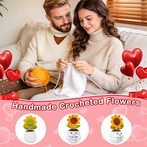 Handmade Crochet Sunflower Doll Gift for Wife with Romantic Message