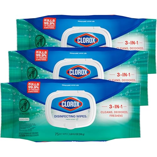 Clorox Disinfecting Wipes, Fresh Scent, 75 Count (3 Pack)