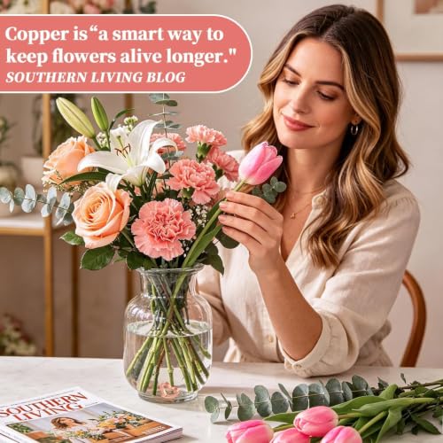 Pure Copper Flower Food Heart Charm - Reusable Vase Water Cleaner