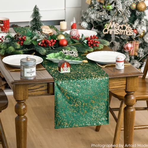 Artoid Mode Dark Green Dutch Fleece Table Runner 13 x 72 Inch