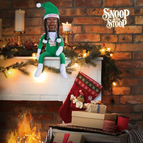 Snoop on the Stoop 12-Inch Christmas Elf Plush Figurine - Holiday Decor