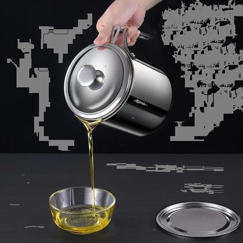 YYJINGYOU Grease Container with Fine Mesh Strainer kitchen oil storage tank pot 1.3L