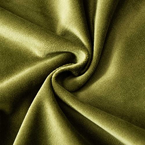 Velvet Throw Pillow Covers 18x18 Set of 2 - Soft Olive Green Cushion Covers