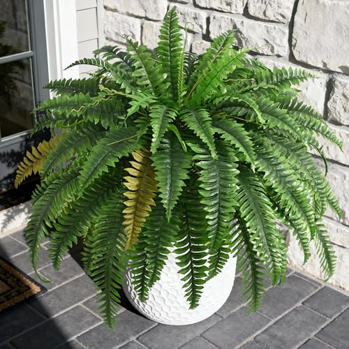 2PCS 45-Inch Large Artificial Boston Ferns, UV-Resistant Faux Fern Plants