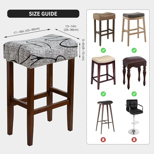 Waterproof Rectangle Bar Stool Covers - Set of 4 Stretchable Washable Seat Covers