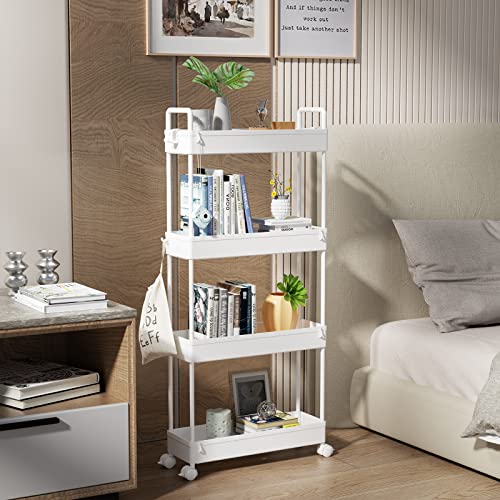 4-Tier Slim Rolling Storage Cart - Narrow Utility Organizer with Wheels