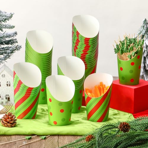 Reallnaive 250 Pcs Christmas Red & Green Charcuterie Cups & Picks Set (Red & Green)