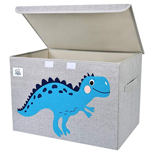 Large Foldable Fabric Toy Chest with Lid - Dinosaur Animal Storage Bin
