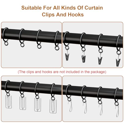 50 Pack Metal Curtain Rings with Eyelets - 1.5 Inch Heavy Duty Drapery Rings