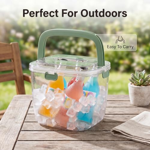 Large Capacity Ice Container with Lid for Freezer & Party Use - 4 Qt