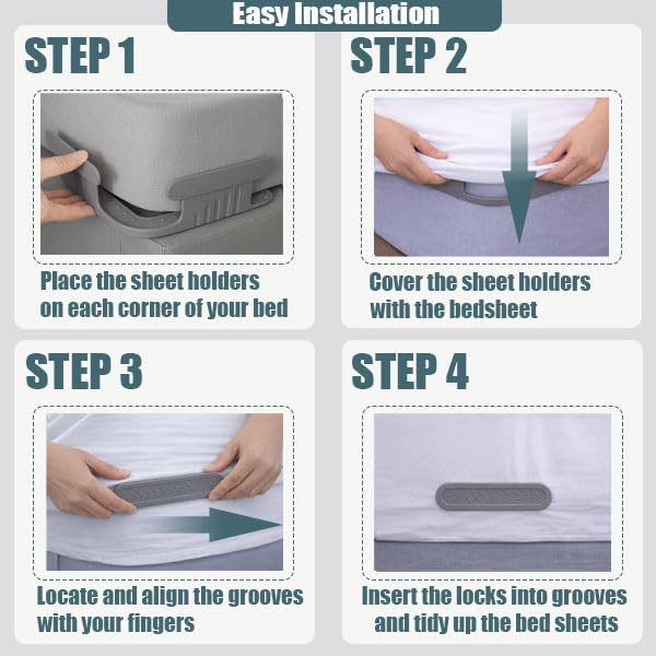 Bed Sheet Corner Fasteners - 8-Piece Set for Secure Fitted Sheets