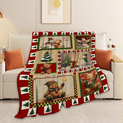 Olivine Christmas Snowman Fleece Throw Blanket 40x50 Inches - Winter Cozy Bedding for Sofa & Bed