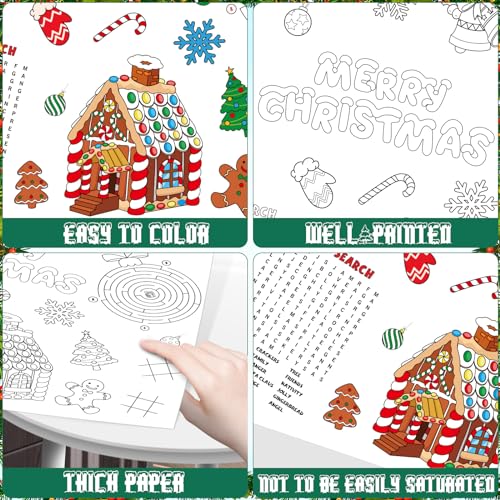 1Pack Christmas Coloring Tablecloth for Kids, Disposable Xmas Paper