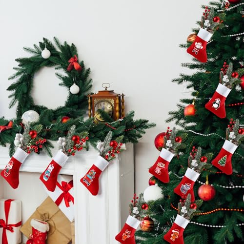 Mini Christmas Stockings Bulk Pack, 6.7 Inch Holiday Tree Decorations