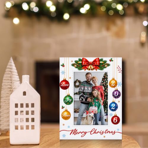 WaaHome Christmas Picture Frame 4x6 White 2026 Holiday Photo Decor