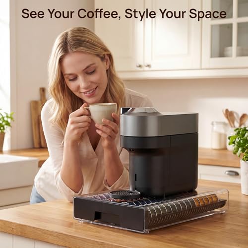Clear Acrylic Coffee Pod Drawer Organizer - Holds up to 60 Capsules