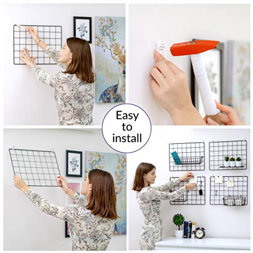 2-Pack Wire Wall Grid Panels for Photo Display and Home Office Organization