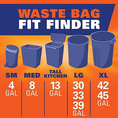 13 Gallon Blue Kitchen Trash Bags - Puncture-Resistant Drawstring, 60 Count