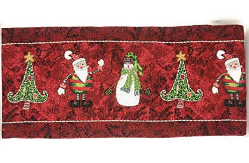 Tache Here Comes Santa Claus 13 x 90” Vintage Christmas Table Runner - Red Tapestry