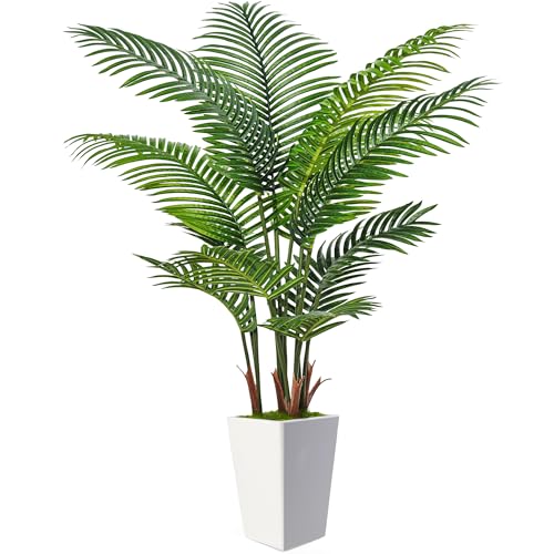 6FT Artificial Palm Tree in White Planter - Realistic Indoor Decor