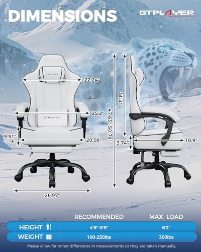 Ergonomic Big and Tall Gaming Chair with Footrest and Thick Cushion