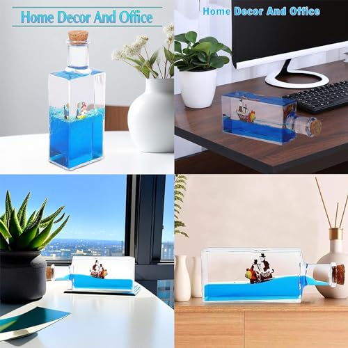 Unsinkable Anime Ship in a Bottle Liquid Motion Desk Ornament