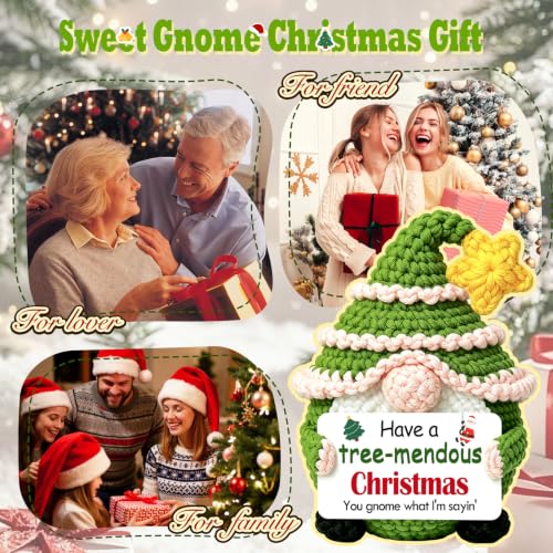 Ainubio Green Christmas Gnome - Emotional Support Crochet Tree Decor