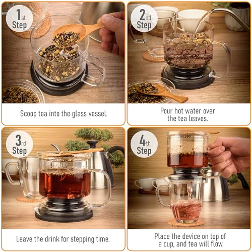 Dokaworld Transparent Glass Tea Infuser 17oz with Lid – Loose Leaf Brewer