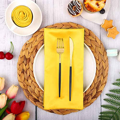 16-Pack Yellow Satin Napkins - 20x20 Inch Square Fabric Table Linens