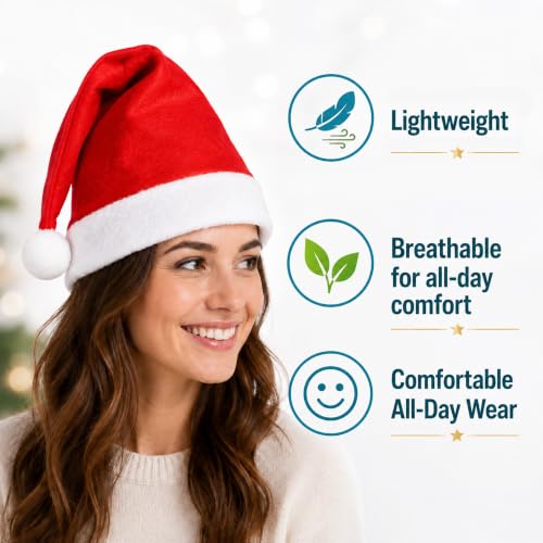 SORANGEUN 108pcs Santa Hats Bulk Red Christmas Caps for Holiday Decorations