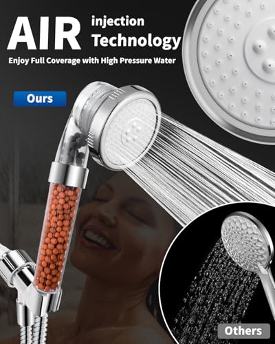 High-Pressure Filtered Handheld Shower Head with 3 Mineral Bead Settings