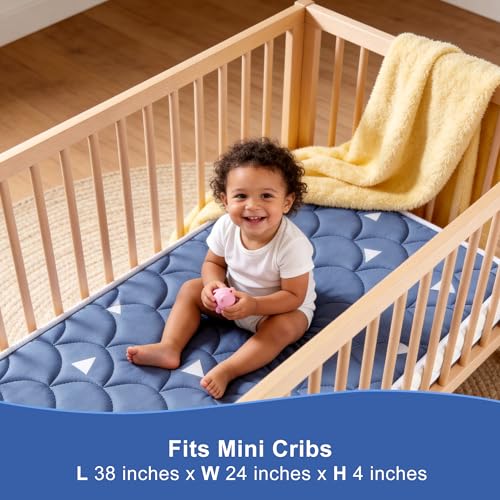 Premium Mini Crib Mattress 38" x 24" x 4" - Breathable Firm Foam