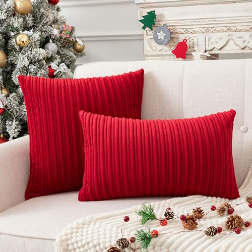 UGASA Velvet Christmas Pillow Covers 26x26 inch Burgundy Pack of 2
