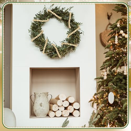 Giegxin 2 Pcs Wooden Bead Garland for Christmas Tree - Farmhouse Style, 66 Feet, Wood Color
