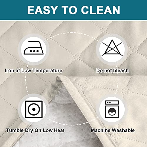 100% Waterproof Non-Slip Sofa Cover - Quilted Couch Protector (70", Ivory)