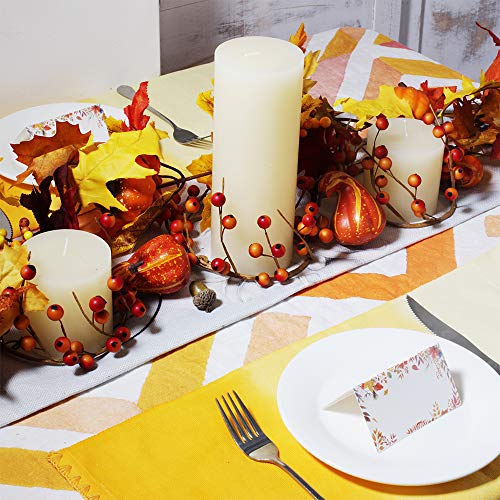 4 Pack Artificial Fall Berry Candle Rings, 6-Inch Rustic Autumn Wreaths
