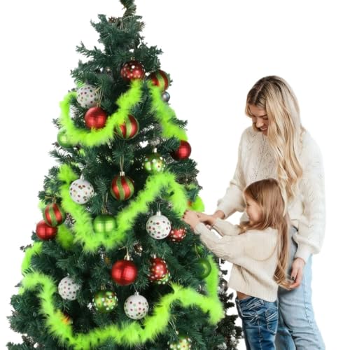 3Pcs Lime Green Feather Garland 20ft Christmas Decor Tree Hangers