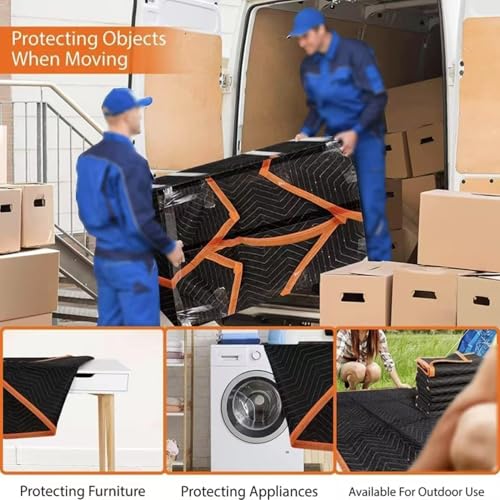 Heavy Duty Moving Blankets 80x72in - 2 Pack Padded Furniture Covers