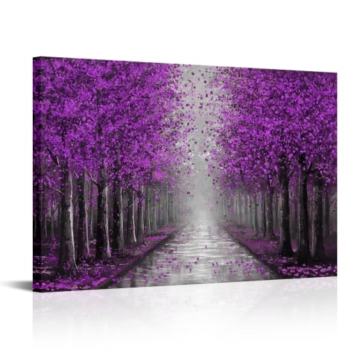 NutArtPic Purple Wall Art Forest Prints 24x36 Inches Canvas Wall Decor