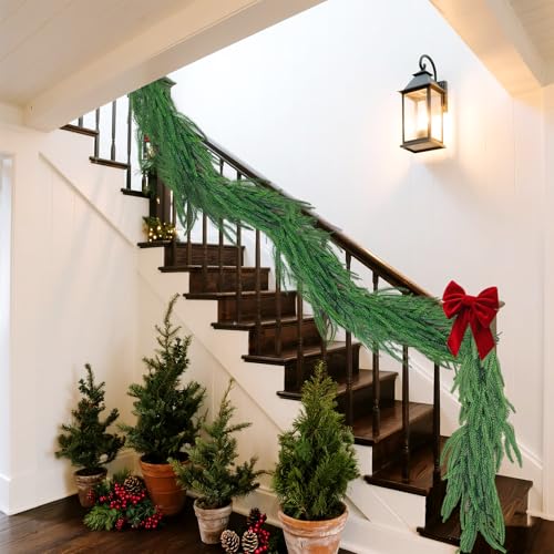 6 Ft Norfolk Pine Garland, Real Touch 2-Piece Christmas Garland - Phoncoo